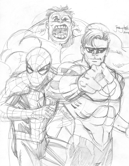 Sketch: Spidey Lantern n Hulk