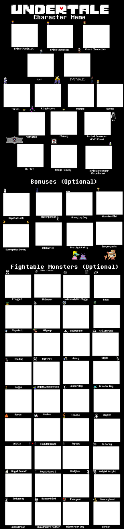 Undertale Character Meme Template (HUGE UPDATE)