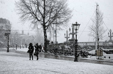 Snowfall in Amsterdam
