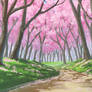 Cherry Blossom Forest Background