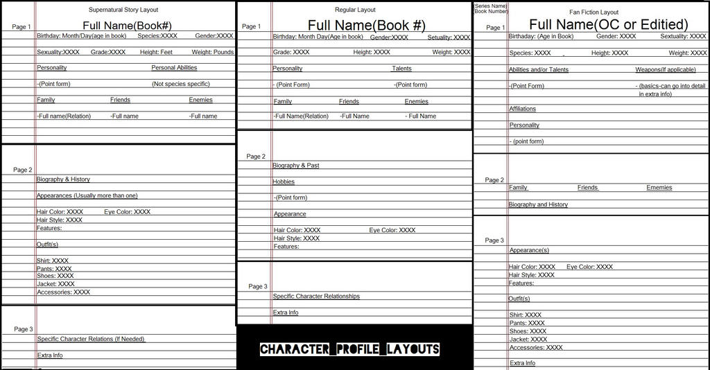 Character Profile Layouts by JWolfSilver on DeviantArt