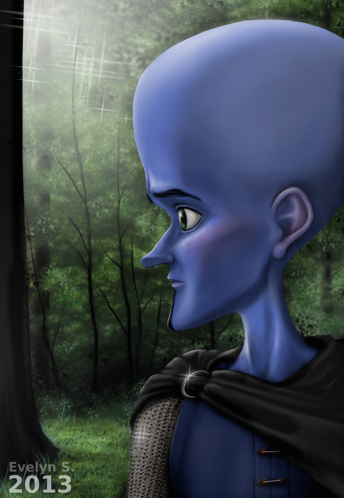 Megamind in the forest (mouse drawing)