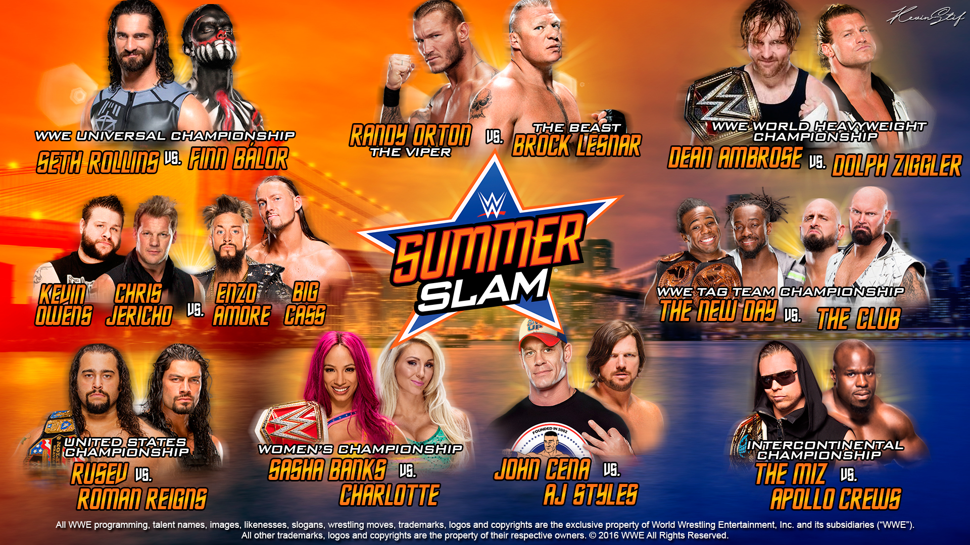 WWE SummerSlam 2016 MatchCard (Wallpaper) by KevStif on DeviantArt