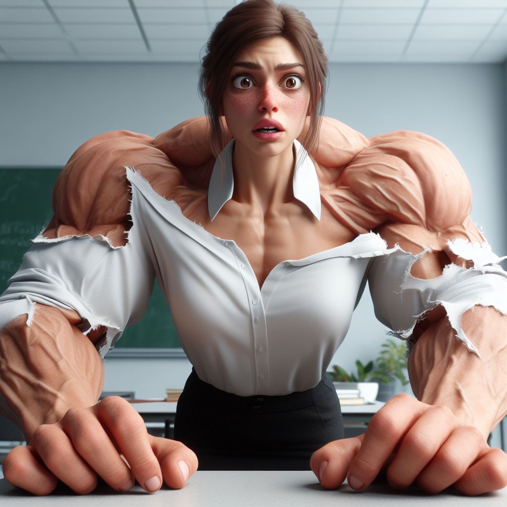 science teacher female muscle growth (ai) by bdf59p on DeviantArt