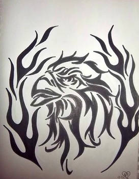 Tribal Eagle and flames