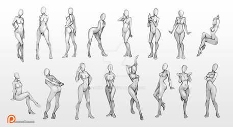 Female poses chart by AonikaArt