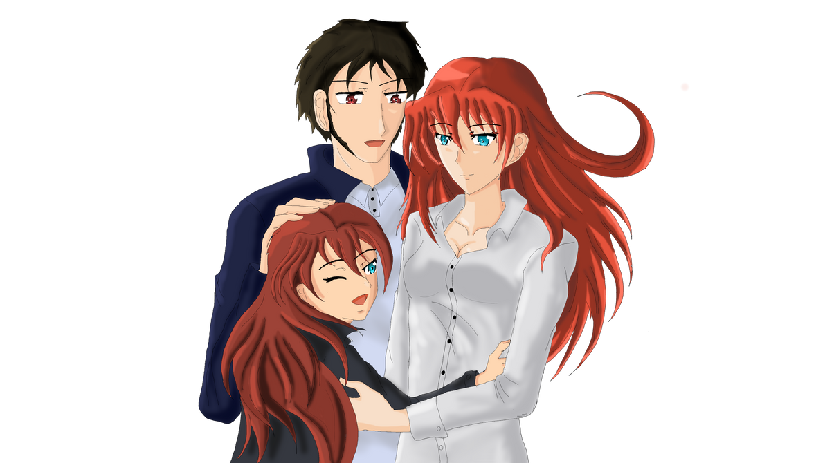 A family portrait: Hiroki, Miyako and Akane