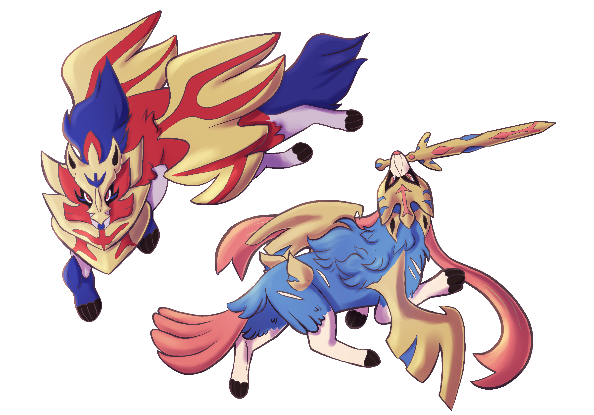 Zacian and Zamazenta by goosened on DeviantArt