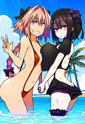 Female Astolfo and Big Titty Goth GF Holding Hands