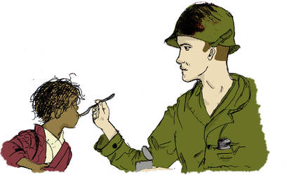 Soldier Feeding Filipino Child