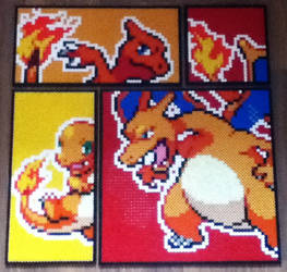 Hama Beads Charmander, Charmeleon and Charizard ^^