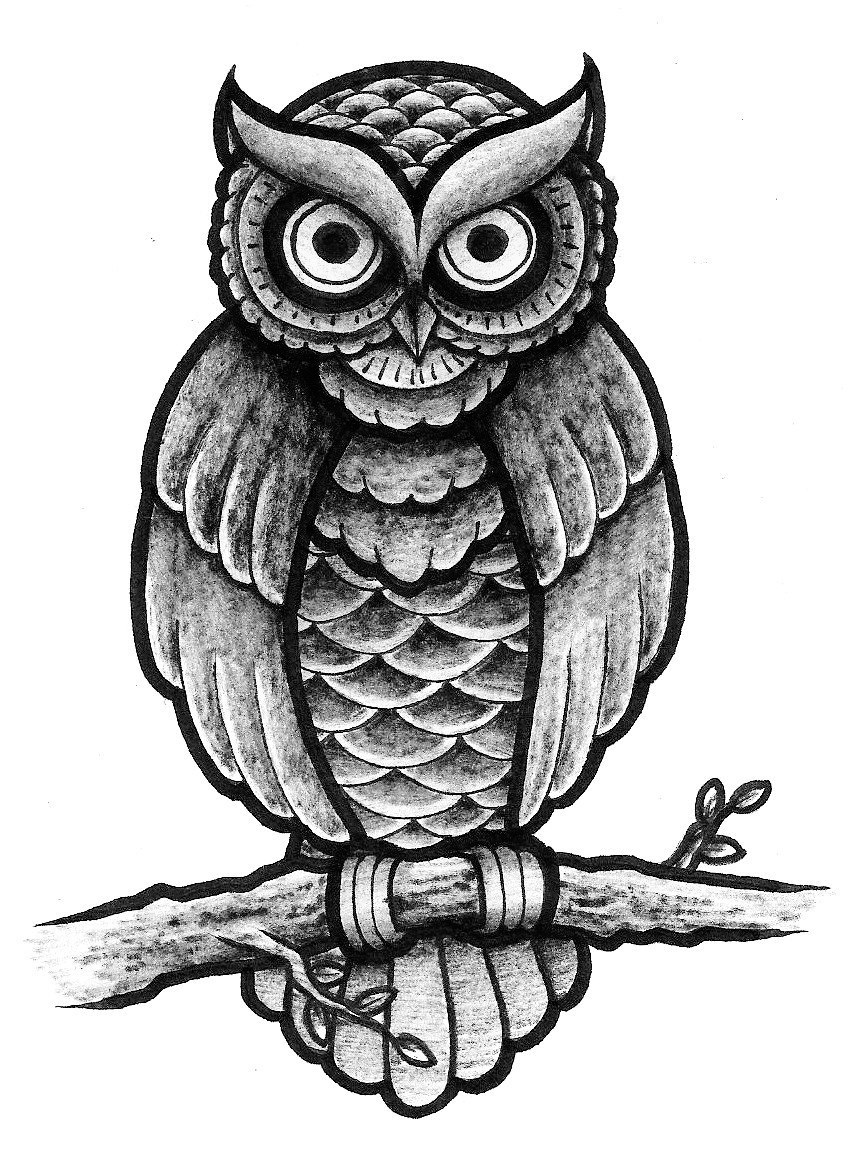 Traditional owl  design full shading by Patsurikku on  Traditional owl  design full shading by Patsurikku on
