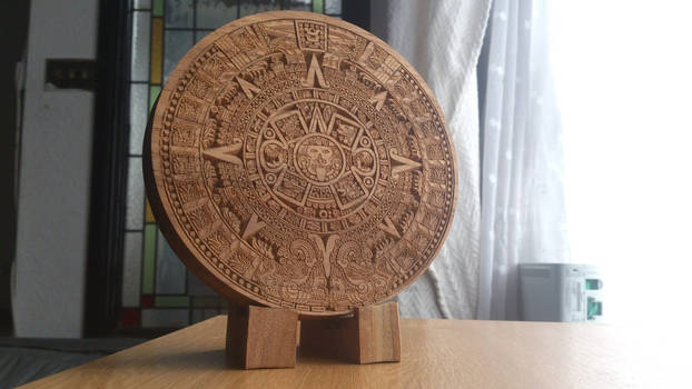 Aztec Sun Stone made from walnut