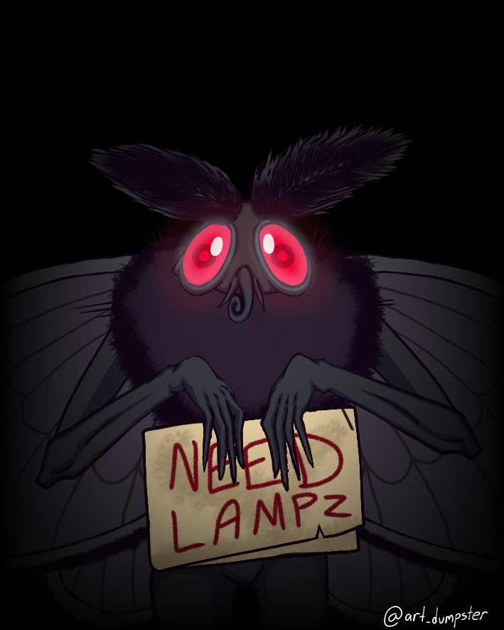 Mothman needs lamps by StinkyChudder on DeviantArt
