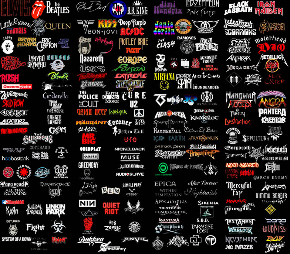 Название западных групп. Названия рок групп. Логотипы музыкальных групп. Название для группы. Идеи для логотипа рок группы.