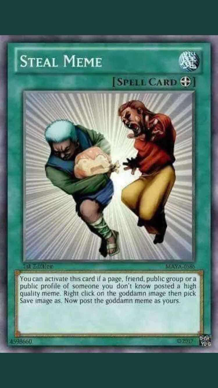 steal meme yugioh card Snatch SD5-EN019 Aus Ygo Increase your opponents Life Points by 1000 points during each of their Standby Phases. YuGiOh Trading Card Game Spell