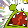Om Nom Screaming in Starburst Watercolor