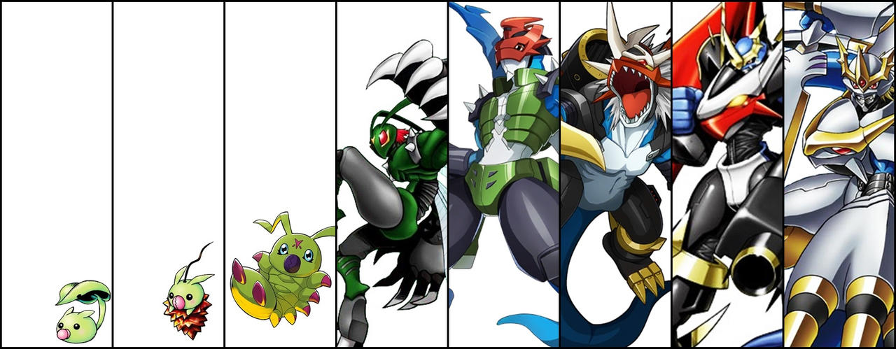 Wormmon 01 - Evolution by Helsona on DeviantArt