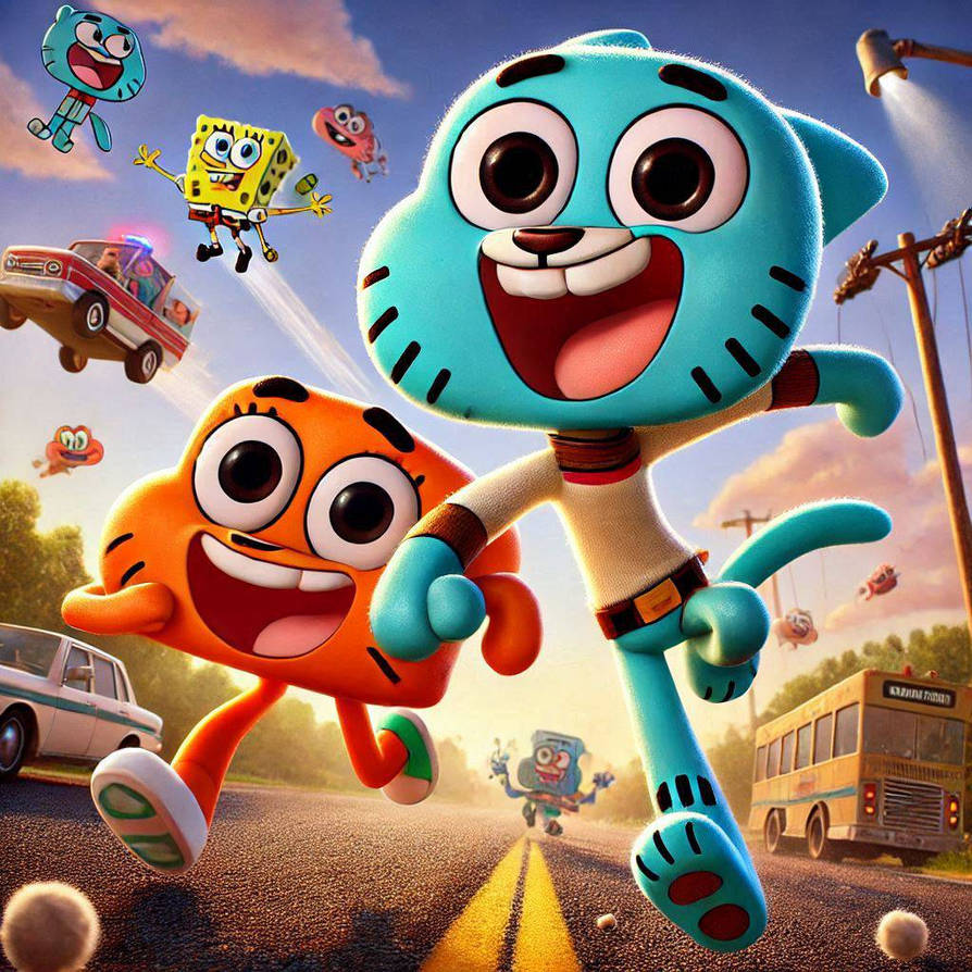 Running with Gumball and Darwin by Rafalell on DeviantArt