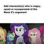 Who is angry, upset or exasperated of the Mane 5