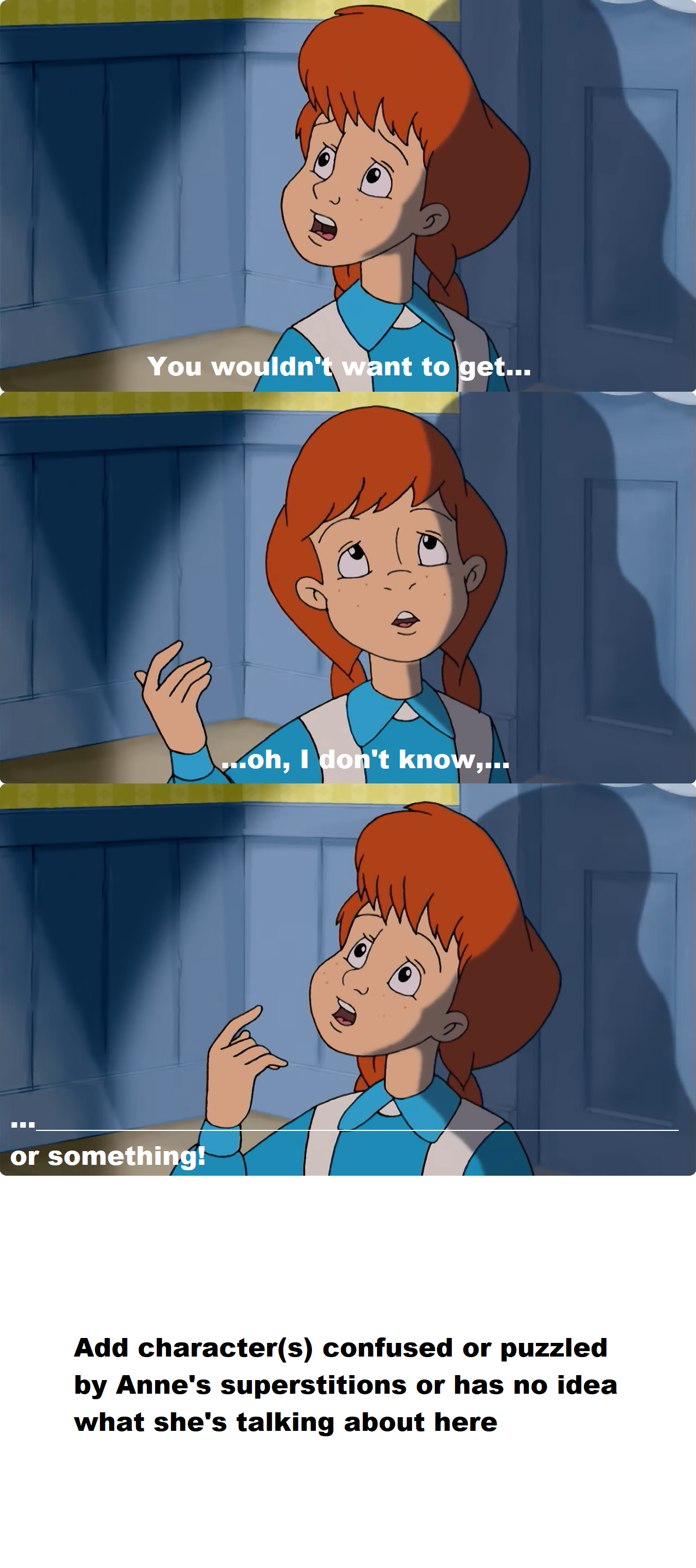 Who is confused by Anne Shirley's superstitions
