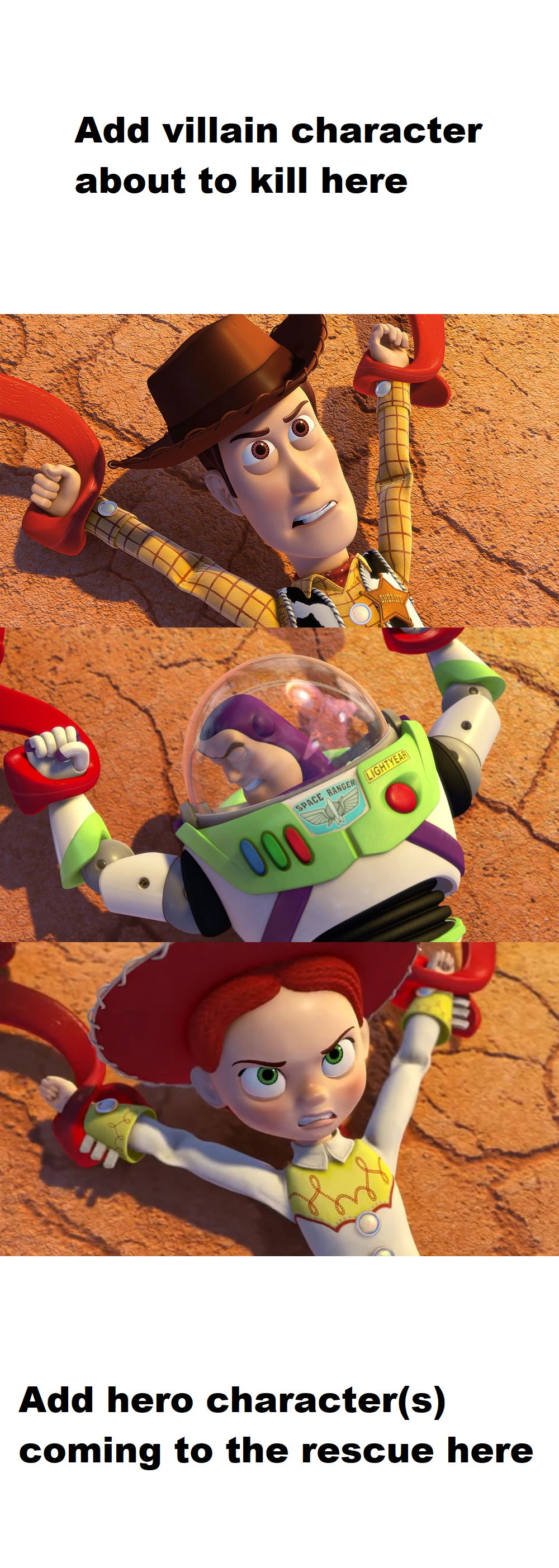 Who rescues Woody Buzz and Jessie from who