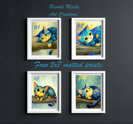 Cat Portraits 4 matted prints also sref code