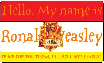 Ronald Weasley's Nametag