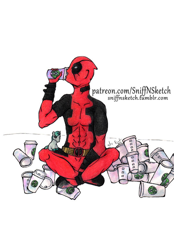 Deadpool loves Unicorn Frappiccinos