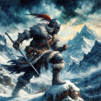 Paladin in snowy mountain