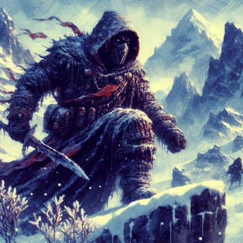 Assassin and snowy mountain