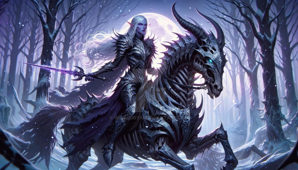 Drow dragon horse rider Wizardry Fantasy art by WizardryAi on DeviantArt