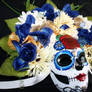 Wedding Sugar Skull Mask in Burlap and Blue