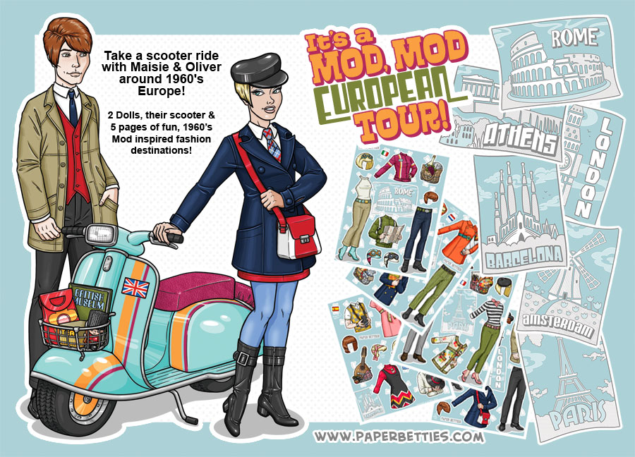 Paper Betties Promo - Mod Mod Scooter Paper Dolls by Shannanigan