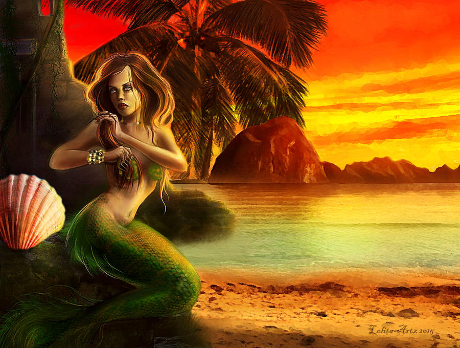 sunset mermaid by Lolita-Artz