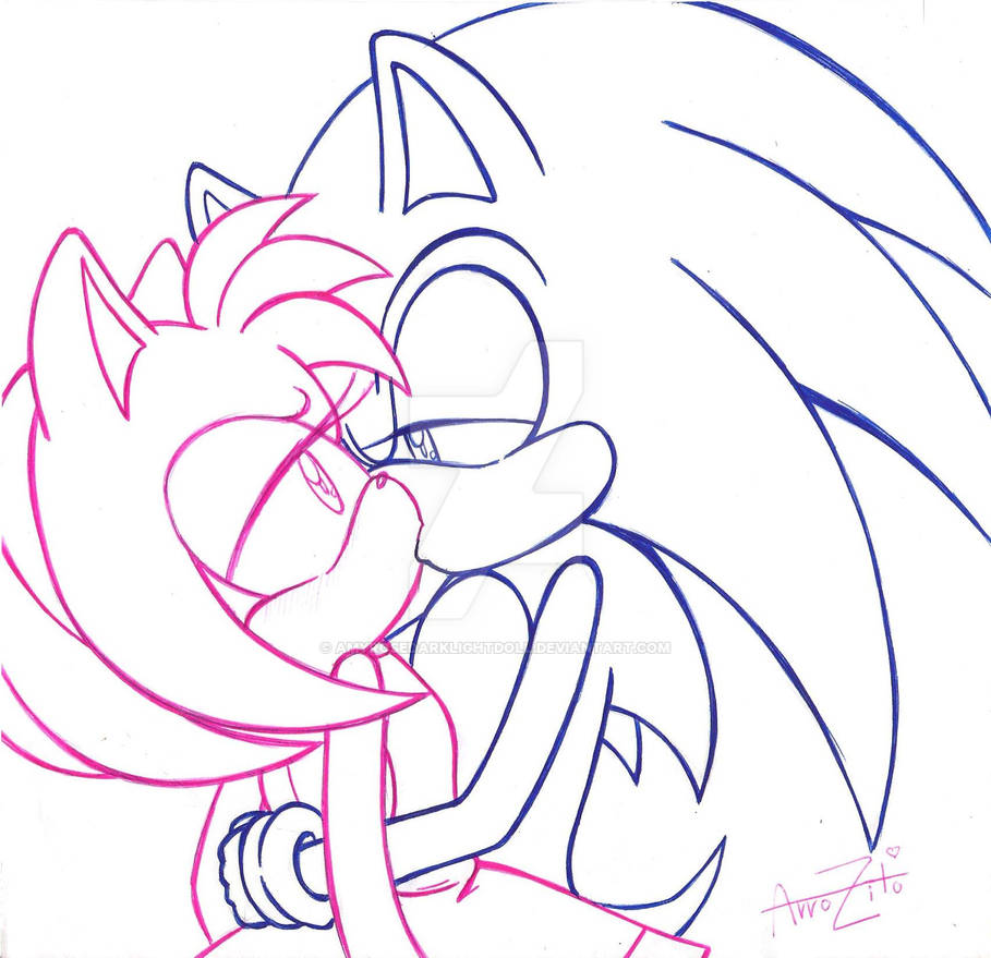 Sonamy Kiss (Outline) by Sonicluva - Fanart Central