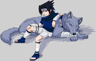 Sasuke and wolf by Orphen-Sirius