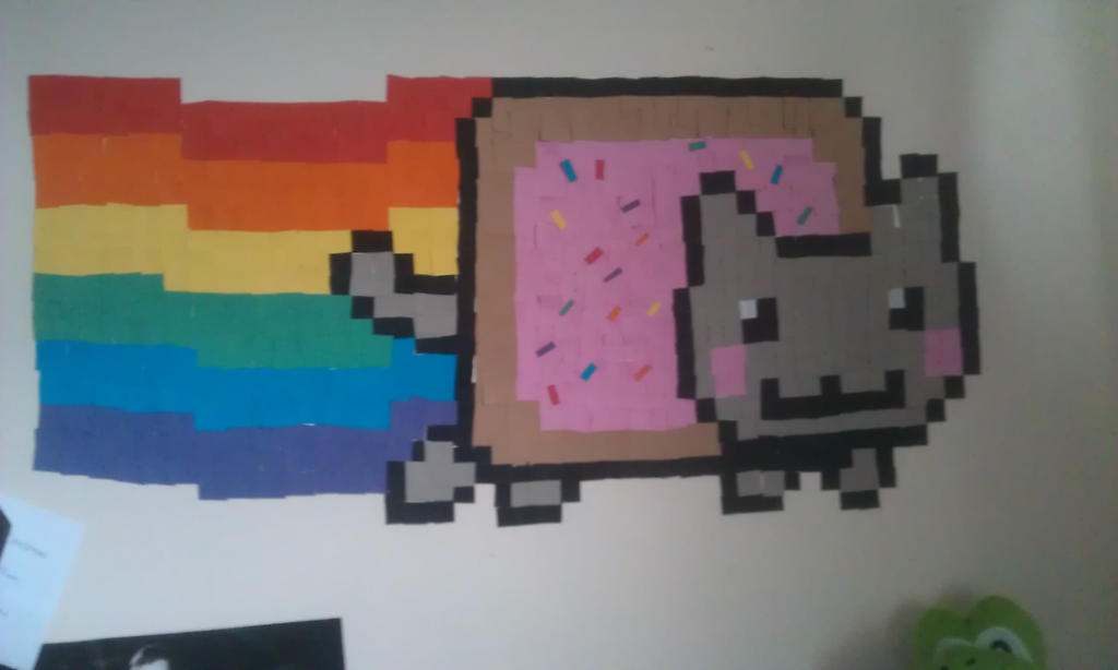 Nyan Cat Post it Note Art On My Bedroom Wall!