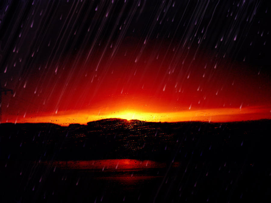 Rainy Red Sunset