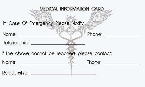 Medical Information Card (Back)