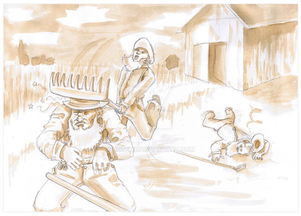 Amish rake fight by rotemu on DeviantArt