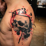 Skull 2 Trash Polka Tattoo By @f.eric_