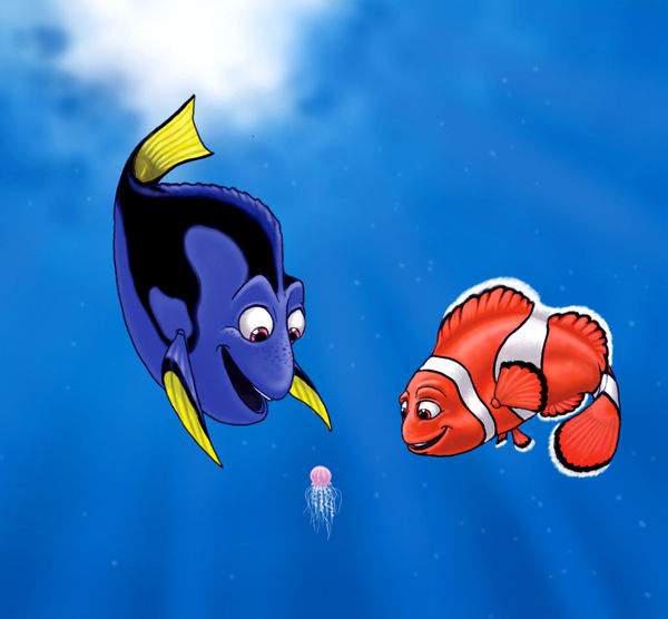 Dory and Marlin..and squishy..