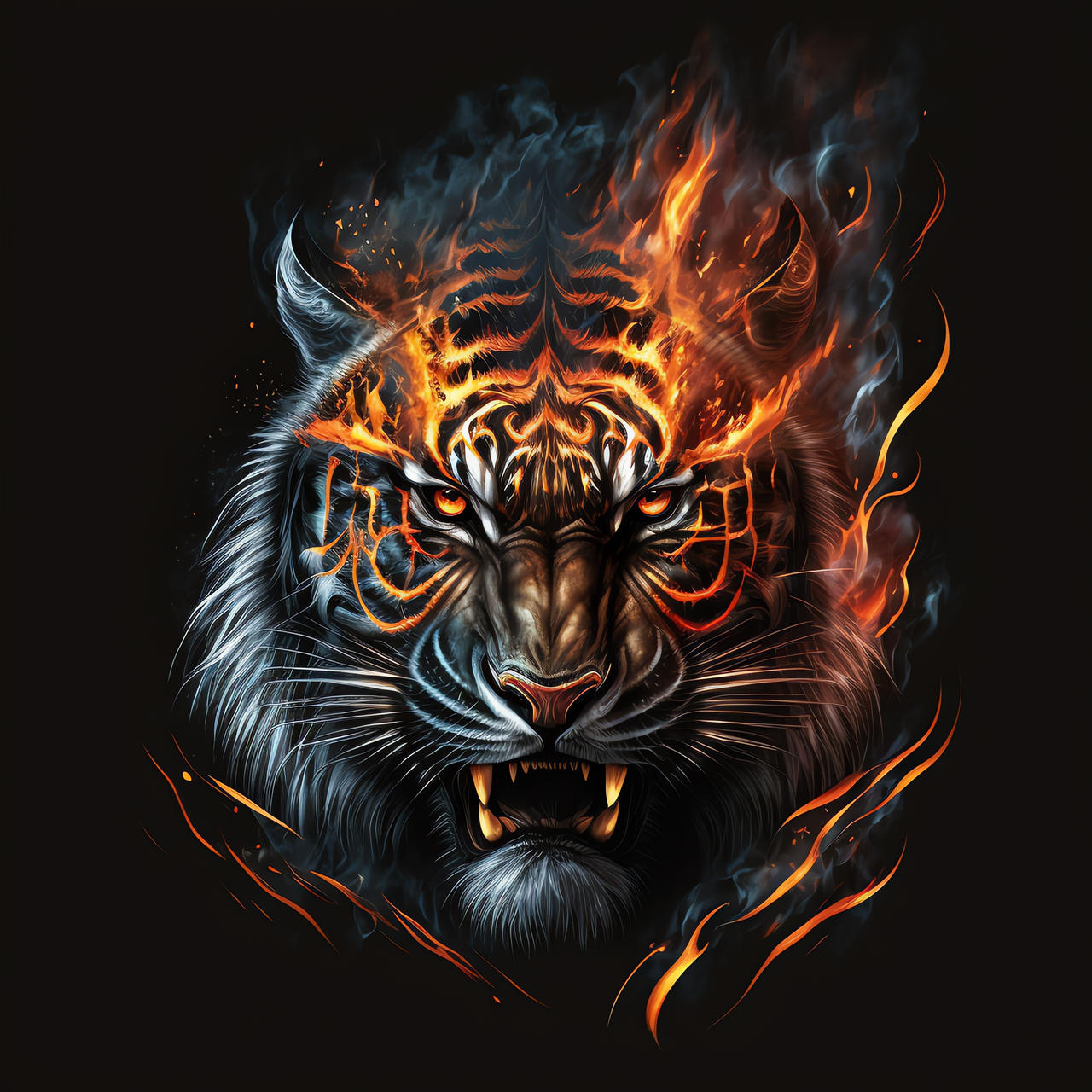Fire tiger head by betusixart on DeviantArt