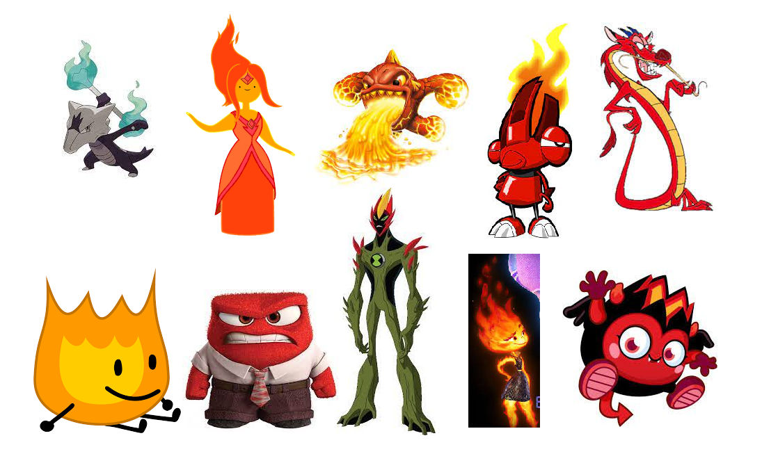 Top 10 Fire-Type Characters by MixopolisChannel on DeviantArt