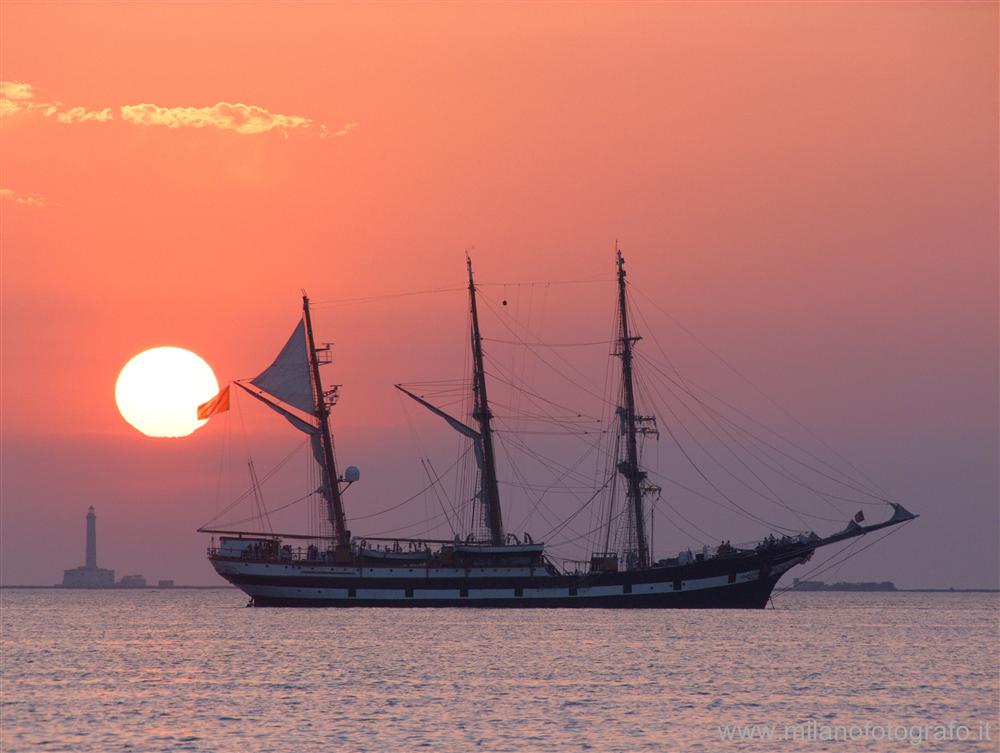 Sunset with ship at Baia Verde (Gallipoli)