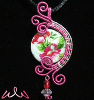 Pink Flowers - Wire-Wrapped Necklace
