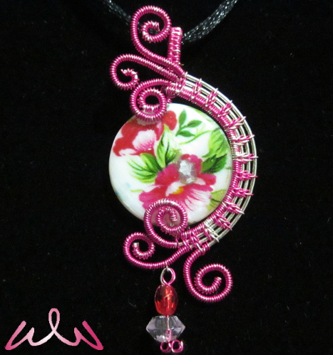 Pink Flowers - Wire-Wrapped Necklace