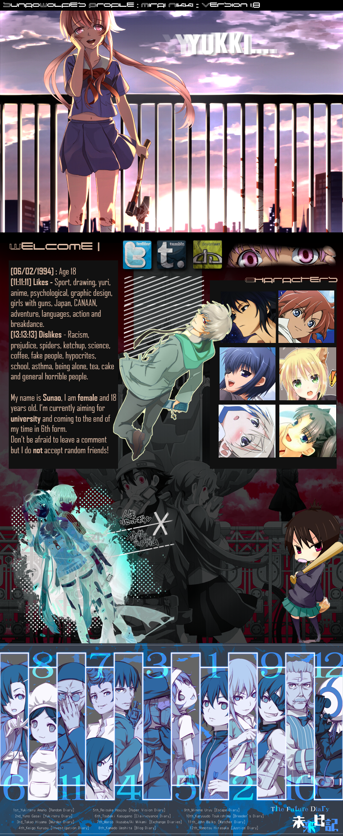 Mirai Nikki layout for MAL by WolfieeD on DeviantArt