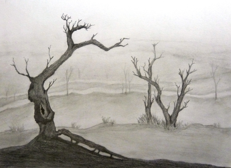 Graphite tree landscape by Nomore4s on DeviantArt